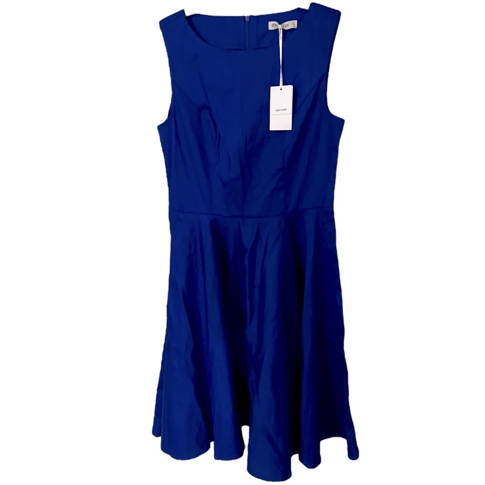 NWT Grace Karin Royal Blue Vintage Style Dress Sz M - Picture 2 of 5